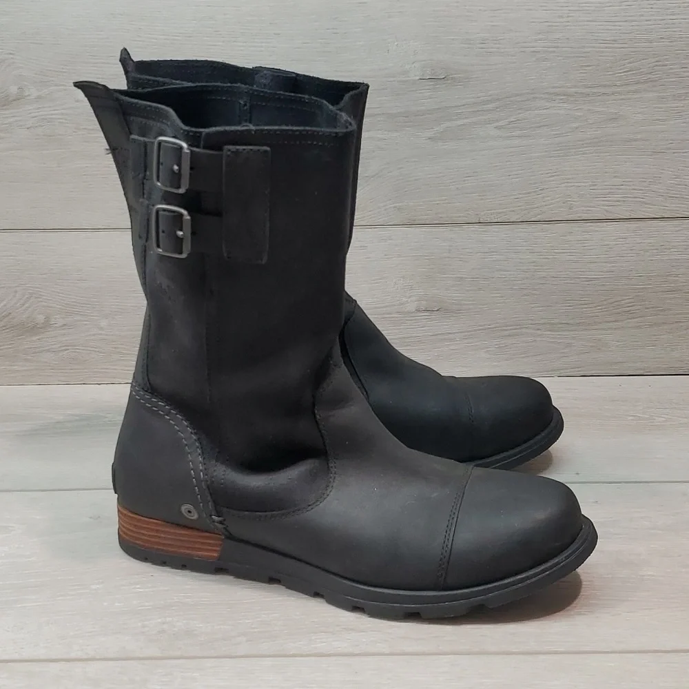 Sorel Women Major Pull on Leather Boots shoes sz 9.5